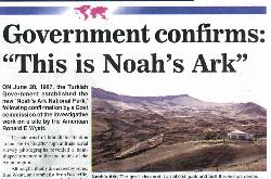 Noahs Ark Site - Newspaper Article 